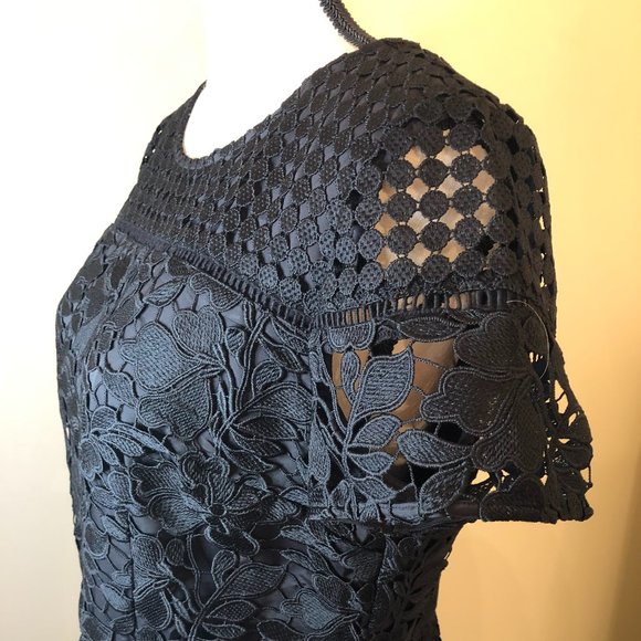 NWT - rsvp by Talbots Short Sleeve Black Mixed Lace Fit & Flare Dress, Sz. 12P - Picture 4 of 8